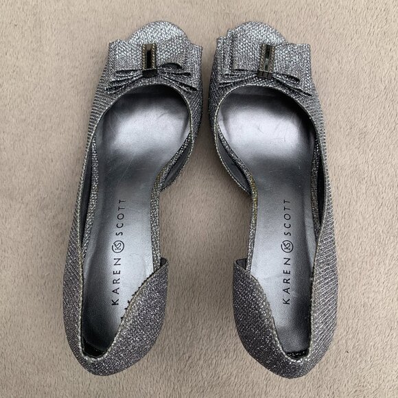 Karen Scott Destinaa Glitter Open Toe Heels Sz8 - Picture 12 of 14